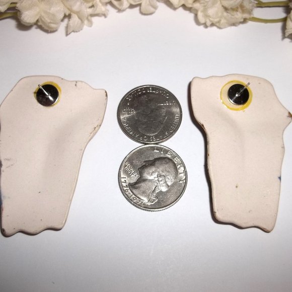 Vintage Earring, Earring, Orange Earring, Vintage Earring Porcelain Earring D418 - Picture 3 of 4